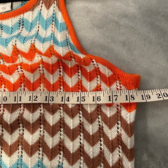 NWT C&C California Size M Blue Orange Crochet Cotton Thin Strap Mini Dress - Picture 8 of 10